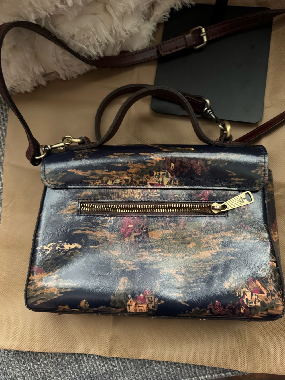 Collectible Patricia Nash Florence Leather Satchel Crossbody Scenic Equestrian - Picture 8 of 14